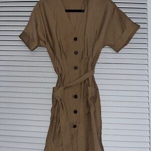 Zara Button Down Pleated Dress